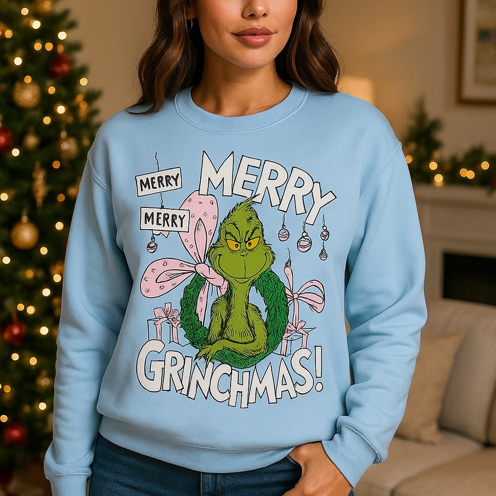 The Grinch sweatshirt Dr. Seuss Blue Merry Grinchmas Christmas Sweater NWT